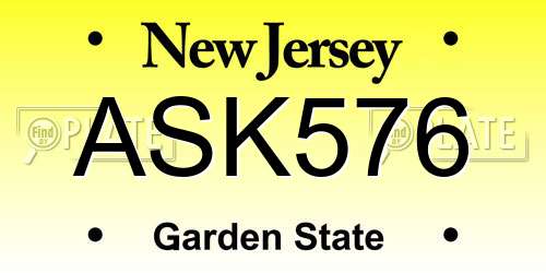 ASK576 New Jersey License Plate