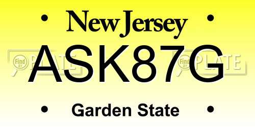ASK87G New Jersey License Plate