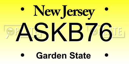 ASKB76 New Jersey License Plate
