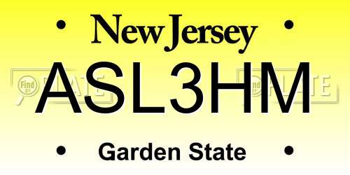 ASL3HM New Jersey License Plate