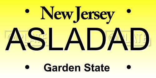ASLADAD New Jersey License Plate