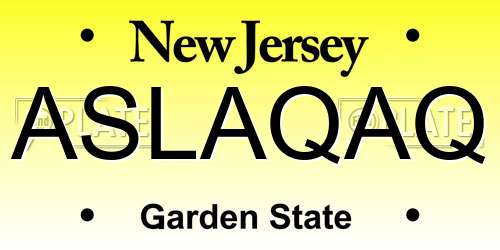 ASLAQAQ New Jersey License Plate