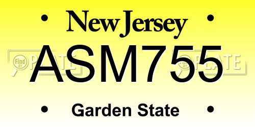 ASM755 New Jersey License Plate