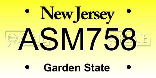 ASM758 New Jersey License Plate