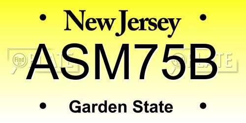 ASM75B New Jersey License Plate