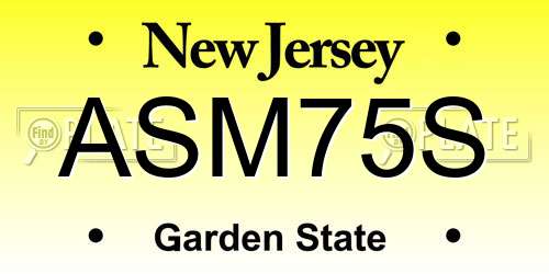 ASM75S New Jersey License Plate