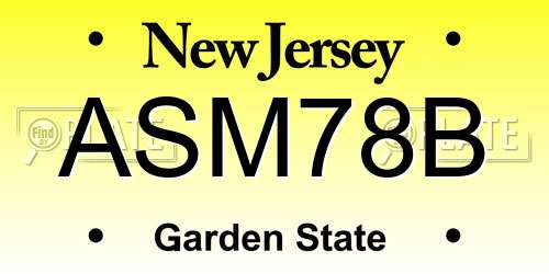 ASM78B New Jersey License Plate