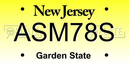 ASM78S New Jersey License Plate