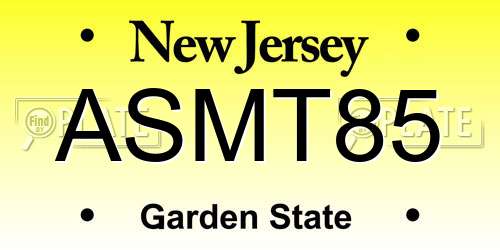 ASMT85 New Jersey License Plate