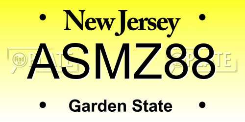 ASMZ88 New Jersey License Plate