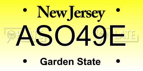 ASO49E New Jersey License Plate