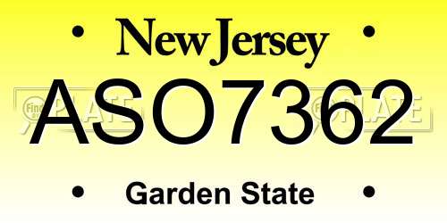 ASO7362 New Jersey License Plate