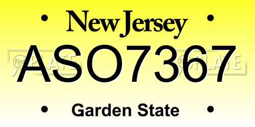 ASO7367 New Jersey License Plate