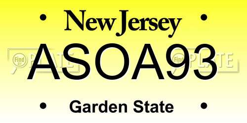 ASOA93 New Jersey License Plate