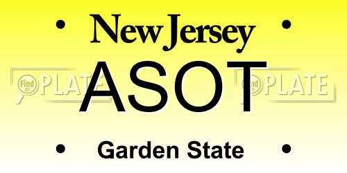ASOT New Jersey License Plate