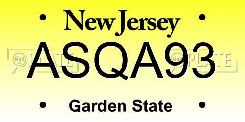 ASQA93 New Jersey License Plate