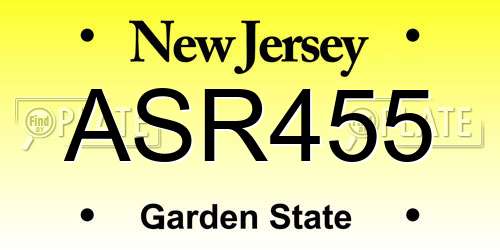 ASR455 New Jersey License Plate