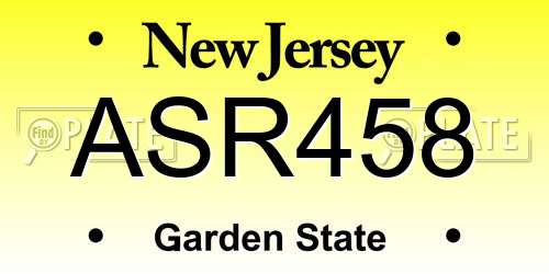 ASR458 New Jersey License Plate