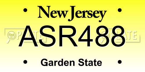 ASR488 New Jersey License Plate
