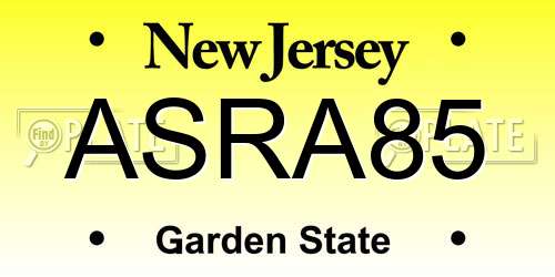 ASRA85 New Jersey License Plate