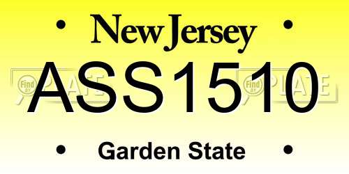 ASS1510 New Jersey License Plate