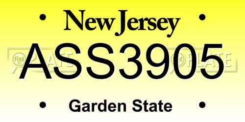 ASS3905 New Jersey License Plate