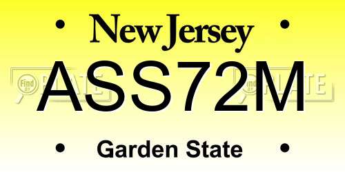 ASS72M New Jersey License Plate