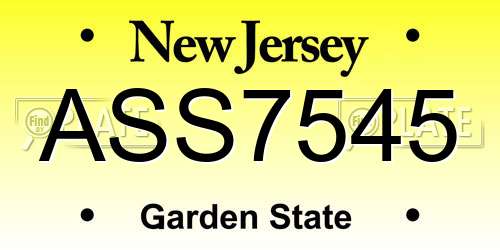 ASS7545 New Jersey License Plate