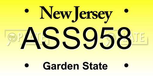 ASS958 New Jersey License Plate