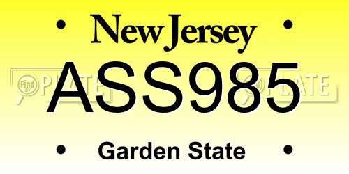 ASS985 New Jersey License Plate