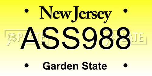 ASS988 New Jersey License Plate