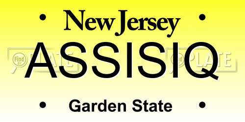 ASSISIQ New Jersey License Plate