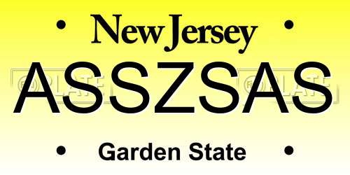 ASSZSAS New Jersey License Plate