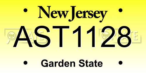 AST1128 New Jersey License Plate
