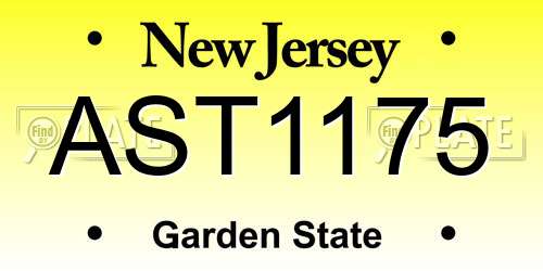AST1175 New Jersey License Plate