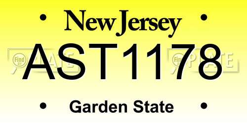 AST1178 New Jersey License Plate