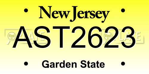 AST2623 New Jersey License Plate