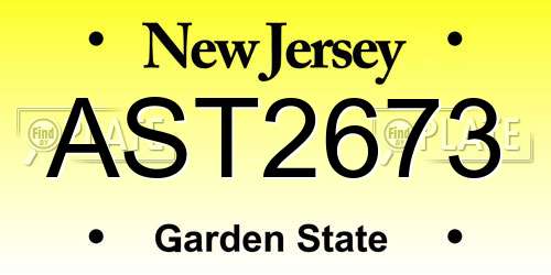 AST2673 New Jersey License Plate