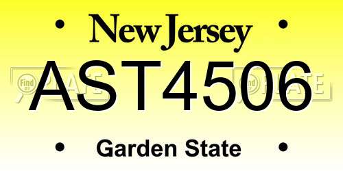 AST4506 New Jersey License Plate