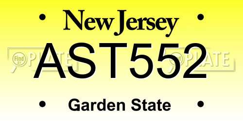AST552 New Jersey License Plate