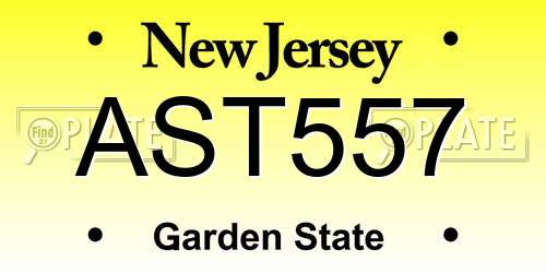 AST557 New Jersey License Plate