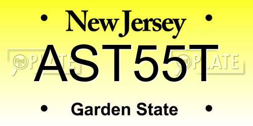 AST55T New Jersey License Plate