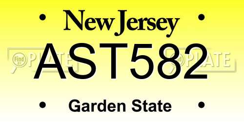 AST582 New Jersey License Plate