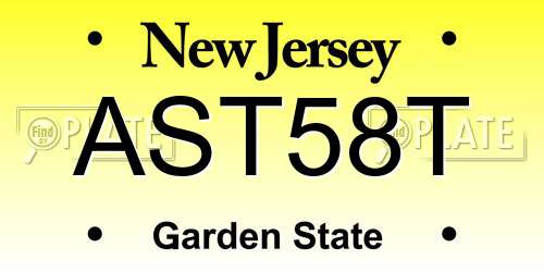 AST58T New Jersey License Plate