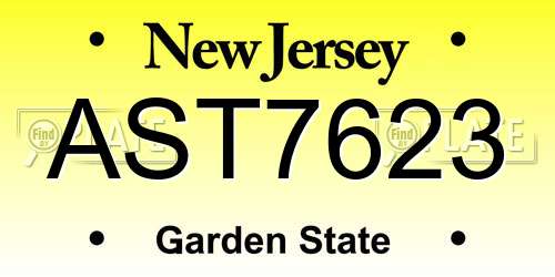 AST7623 New Jersey License Plate