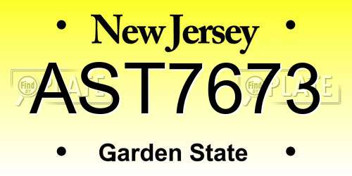 AST7673 New Jersey License Plate