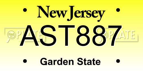 AST887 New Jersey License Plate