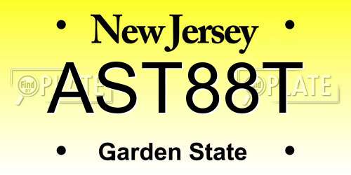 AST88T New Jersey License Plate