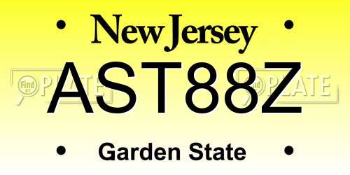 AST88Z New Jersey License Plate