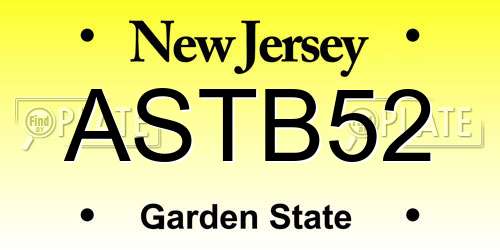 ASTB52 New Jersey License Plate